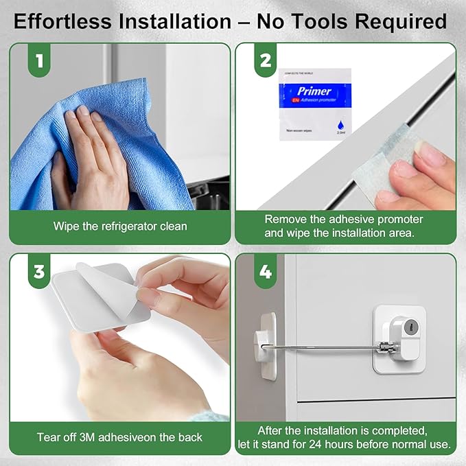 Fridge Lock (2 Pack),Refrigerator Lock with Keys,for Fridge, Cabinet Locks, Drawers, Dishwasher, Toilet and Child Safety Cabinet Locks, 3M Adhesive No Drilling (White)