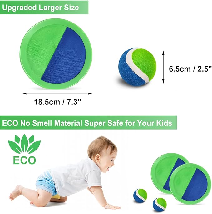 Jalunth Ball Catch Set Game Toss Paddle - Beach Toys Back Yard Outdoor Pool Games Backyard Target Throw Sticky Mitts Set Age 3 4 5 6 7 8 9 10 11 12 Years Old Boys Girls Kids Easter Gifts Pink 2 Pack