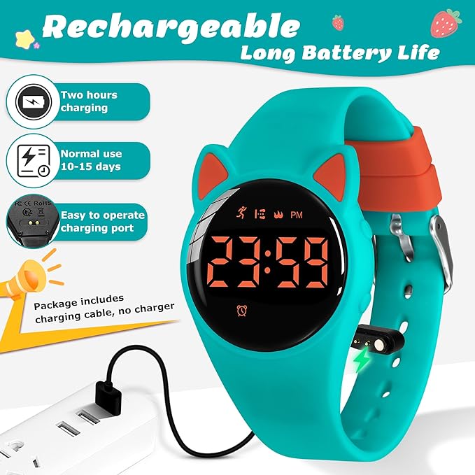 Kids Watches for Girls Boys Digital Sport Watch with Step Counter Pedometer Vibration Alarm Clock, No App Waterproof Fitness Tracker Kids Watch Boys Girls Teens Students Ages 5-16