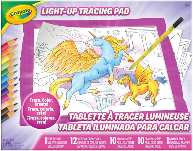 Crayola Light Up Tracing Pad - Pink, Writing & Drawing Art Kit for Kids, Kids Toys & Games, Tracing Light Box, Sketching Gifts for Girls & Boys, 6+ [Amazon Exclusive]
