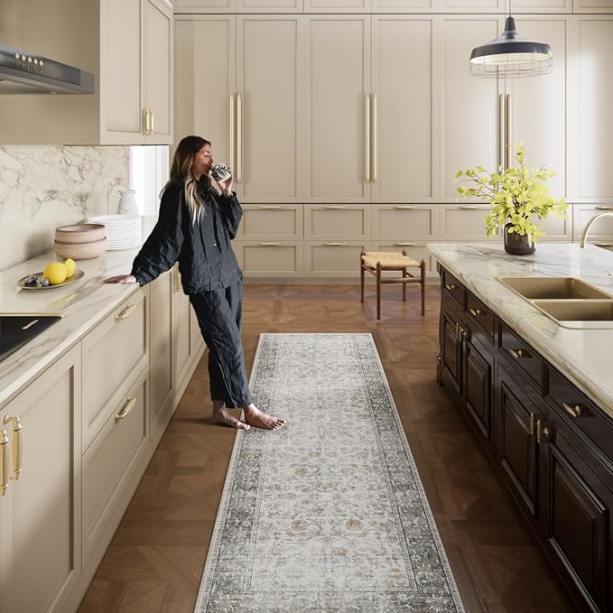 Washable Kitchen Rug Runners for Hallways: 2'x6' Bedroom Rug Non Slip Low-Pile Stain Resistant Soft Indoor Floor Carpet Runner for Indoor Entryway Hallways Kitchen Laundry Room Beside Farmhouseb