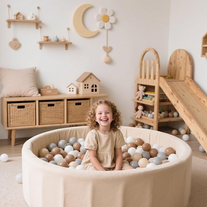 GOGOSO Balls for Ball Pit - Plastic Ball for Toddlers 1-3, Baby Kids Ball Pool Decoration 50 100 200 300 500 1000 (Grey+Coffee+ Beige+White, 1000 Balls)