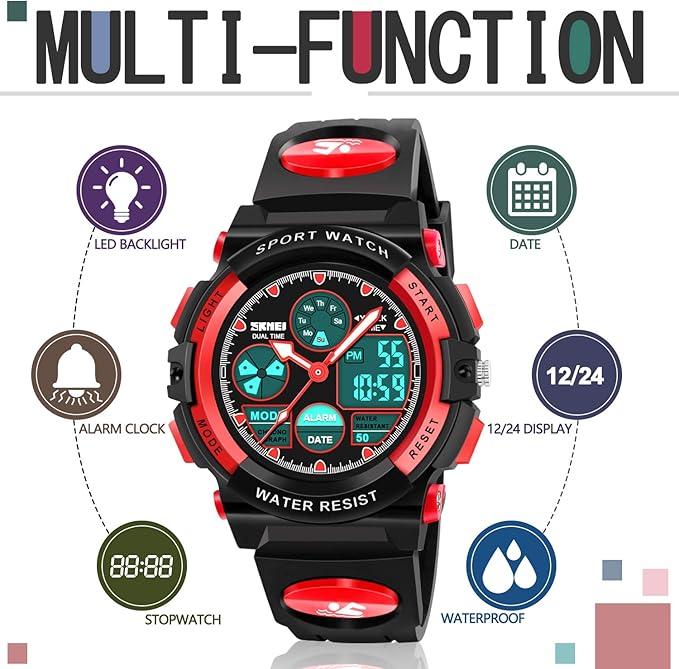 ATIMO LED Multi Function Waterproof Watch for Kids - Kids Gifts