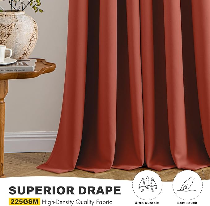 MIULEE Short Fall Curtains for Windows - Burnt Orange Blackout Half Window Curtains Thermal Insulated Privacy Drapes for Kitchen Bedroom Bathroom Grommet Small Basement Tiers W40 x L36 Inch 2 Panels