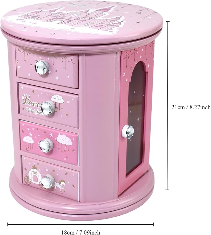 Pink Princess Castle Jewelry Box for Girls & Kids - Organizer Gift