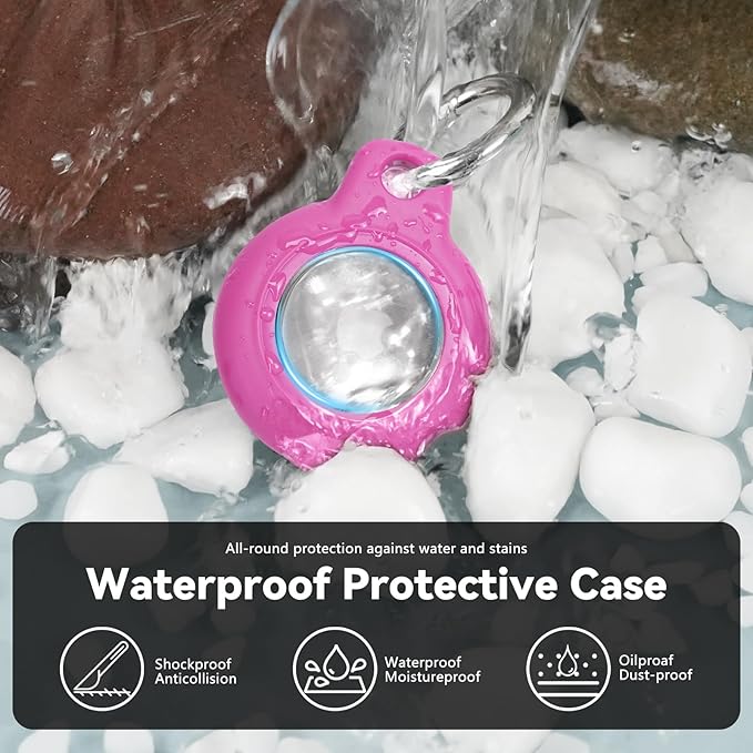 Upgrade Waterproof 2 Pack Airtags Holder with Apple Airtags Keychain, Hard PC Air Tag Case, Anti-Scratch & Shock Air tag Holder, Men's Women's Keyrings & Keychains-Purple+Rose Red