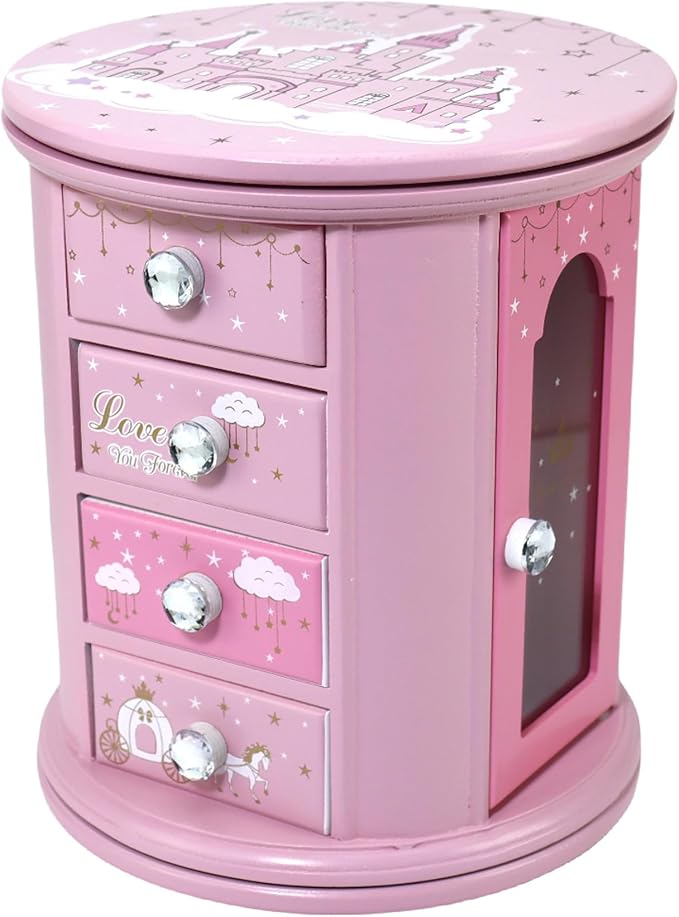 Pink Princess Castle Jewelry Box for Girls & Kids - Organizer Gift