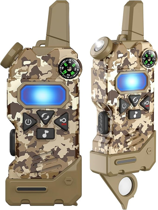 Walkie Talkies for Kids,5 Colourful Channels 2 Way Radio,Compass Flashlight and Magnifying Glass,3 Miles Long Range for Adventure Game,Outside, Camping, Hiking,Toys for 3-12 Year Old Boys Girls