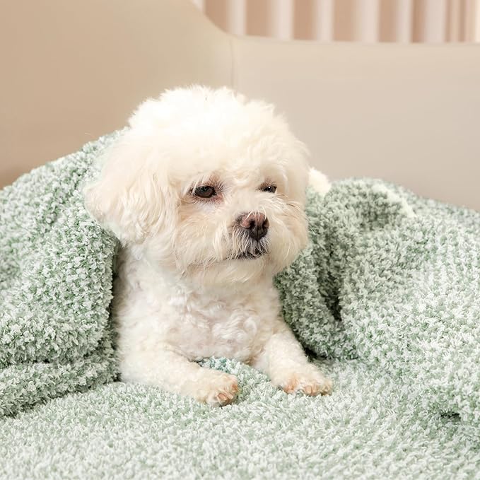 Snuggle Sac Heather Sage Green Throw Blanket for Couch, Reversible Super Soft Knitted Blankets Warm Cozy Fuzzy Throws for Sofa, Bed, Camping, Sage Green, 50x60 inches