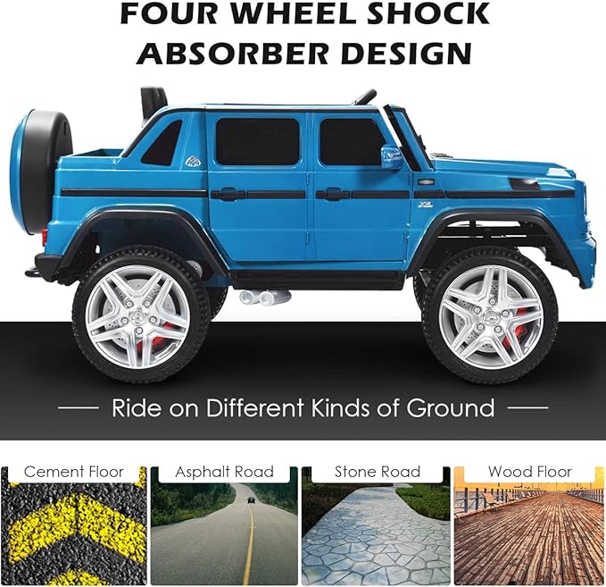 Costzon Ride on Car, Licensed Mercedes-Benz Maybach, 12V Battery Powered Vehicle Toy w/ 2 Motors, Remote Control, 3 Speeds, Lights, Horn, Music, Aux, Storage, Truck, Electric Car for Kids (Navy)