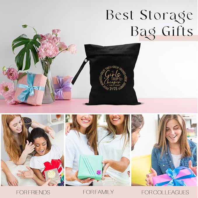 Girls Trip Gifts Wet Dry Bag, Beach Bag Wet Bag Favors, for Swimsuit Toiletry Travel Essentials For Women Aloha Bags, Beach Travel Gym Laundry bags for Dirty Diaper Swimsuit Gifts (Black)