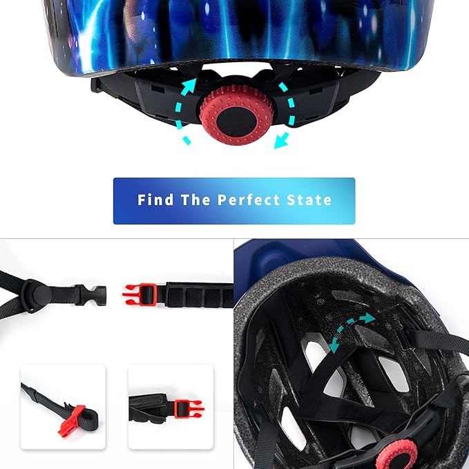 OnBros Kids Bike Helmet - Bike Helmets for 5-14 Boys or Girls with Visor, Children Bicycle Helmet for Skateboard Mountain Scooter Road Cycling, Lightweight and Adjustable 50-57CM