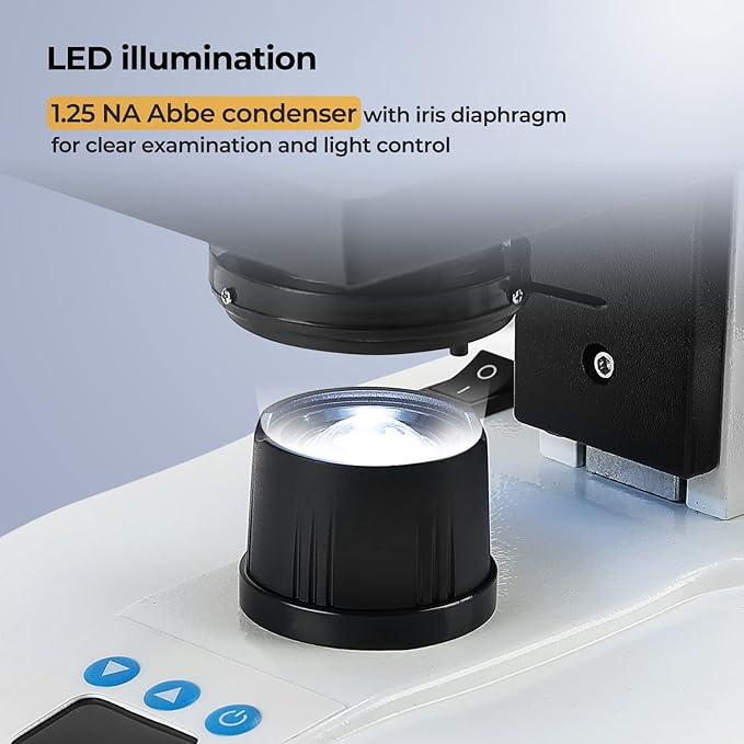 Constant Temperature Lab Monocular Compound Microscope 40X-2500X Magnification with 7" LCD Screen 5MP E-Eyepiece, Adjustable Thermostat Mechanical Stage for Husbandry, Pet Hospitals,Farms