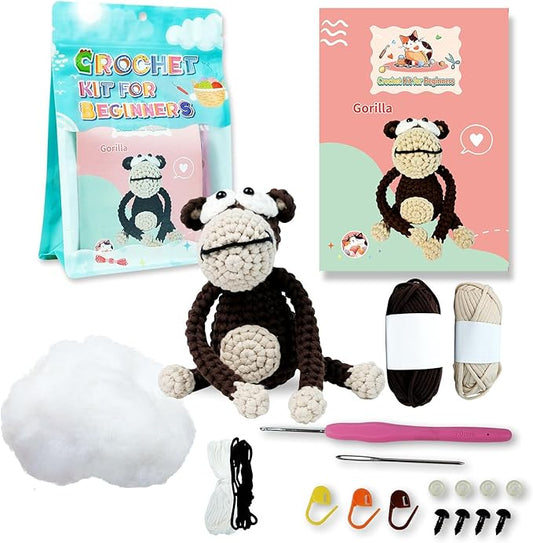 Utook Crochet Kit for Beginners, Crochet Animal Kit,Crochet Kits for Beginners Adults and Children, with Instructional Videos and Paper Tutorials, Handmade Crafts, Holiday Gifts (Orangutan)