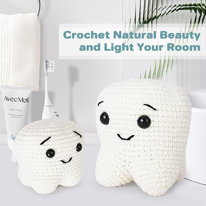 Crochet Kit for Beginners, Crochet Kit w Step-by-Step Video Tutorials, Crochet Starter Kit Learn to Crochet Kits for Adults Kids Beginners, Crochet Kit Tooth (40%+ Yarn Content)