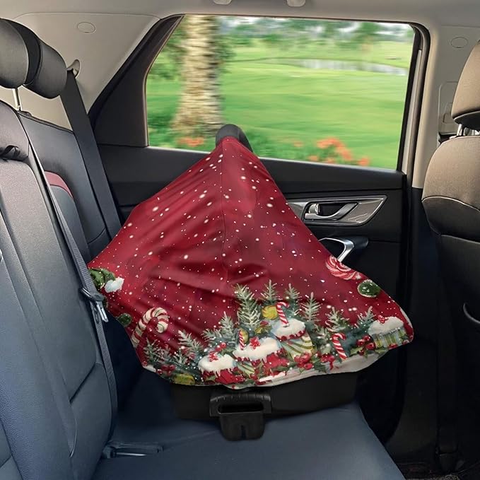 Binienty Snowman Car Seat Covers for Baby Boys Girls Infants,Christmas Snowman Carseat Canopy Cover Stretchy Breathable Babies Stroller Cover Canopies,Baby Shower Gifts