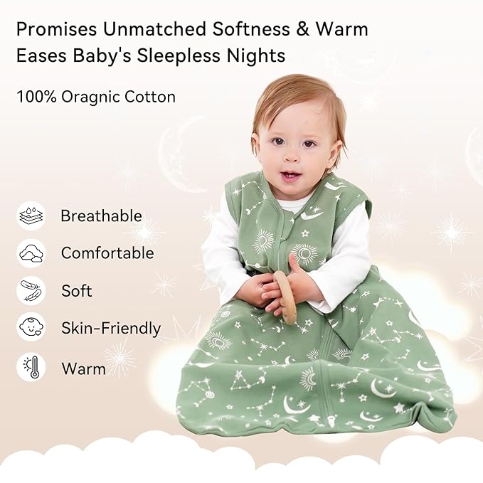 Baby Sleep Sack 18-24 Months 3 Pack 100% Cotton Lightweight 0.5 TOG Wearable Blanket Baby Sleep Bag with 2-Way Zipper for Infant Toddler