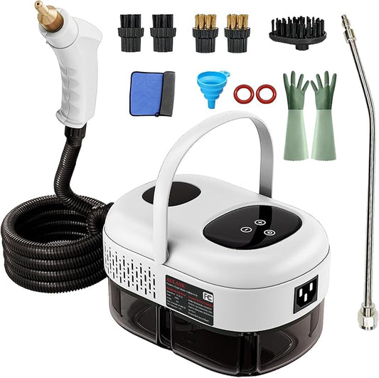 2500W Handheld Steam Cleaner,Portable Car Steamer For Auto Detailing,High-Temperature and Pressure Steam Cleaner For Home, Steam Cleaning Machine for Furniture,Kitchen,Grout,Floor,Tile (6-White)