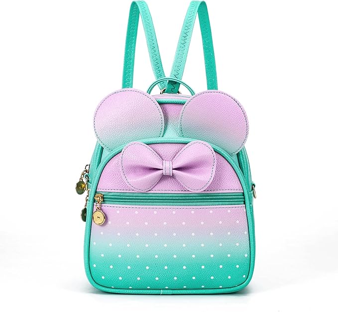 KL928 Girls Bowknot Polka Dot Cute Mini Backpack Small Daypacks Convertible Shoulder Bag Purse for Women