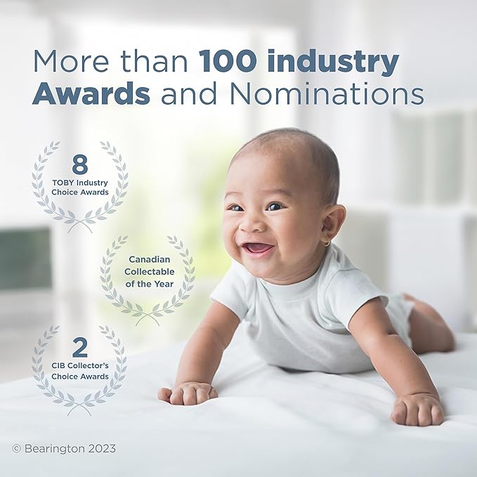 Bearington Baby Lil’ Slugger, 5.5 Inch Red, White and Blue Plush Stuffed Baby Baseball Soft Ring Rattle - Baseball Toys