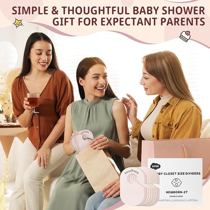 Baby Closet Dividers, Double Sided Nursery Clothes Size Separators for Newborn to 2T, Round, Neutral, 8 Pcs