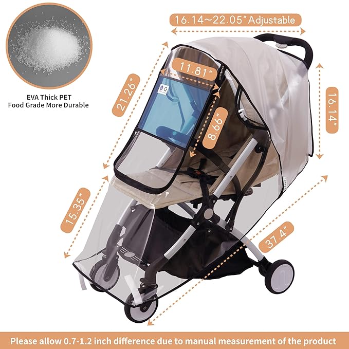 Bemece Stroller Rain Cover Universal Stroller, Travel Weather Shield Windproof and Waterproof Protect from Dust and Snow