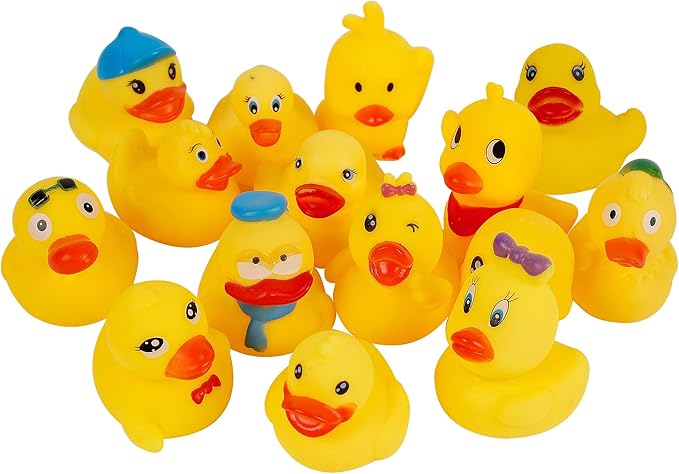 Set of 15 Duck Bath Toy Rubber Duckies, 2 Inches Bathtub Duck Set Squeak Rubber Floating Duck Baby Shower Bath Tub Pool Toys