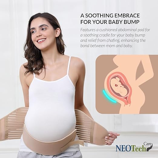 NeoTech Care Pregnancy Support Maternity Belt, Waist/Back/Abdomen Band, Belly Brace (Size XXL, Beige Color)