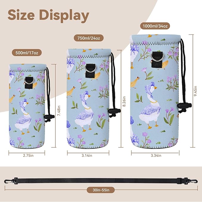 AUPET Water Bottle Bag Carrier,24oz/32oz Insulated Neoprene bottle Sling Holder Case Pouch Cover for 1000ML/750ML Bottles with Shoulder Strap for walking