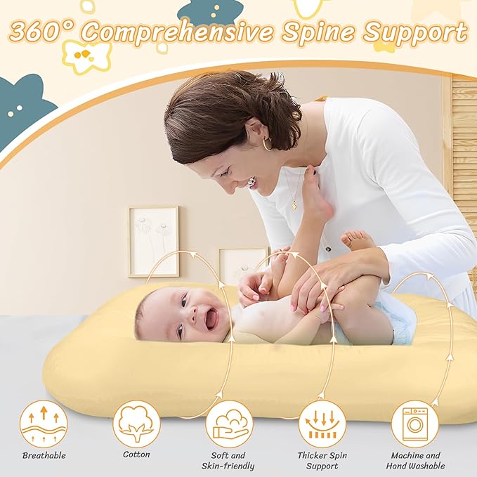 Baby Lounger for Newborn 0-18 Months, Bionic Design Infant Floor Seats & Loungers for Home and Travel, Soft Organic Cotton Baby Lounger, Newborn Babies Shower Gifts