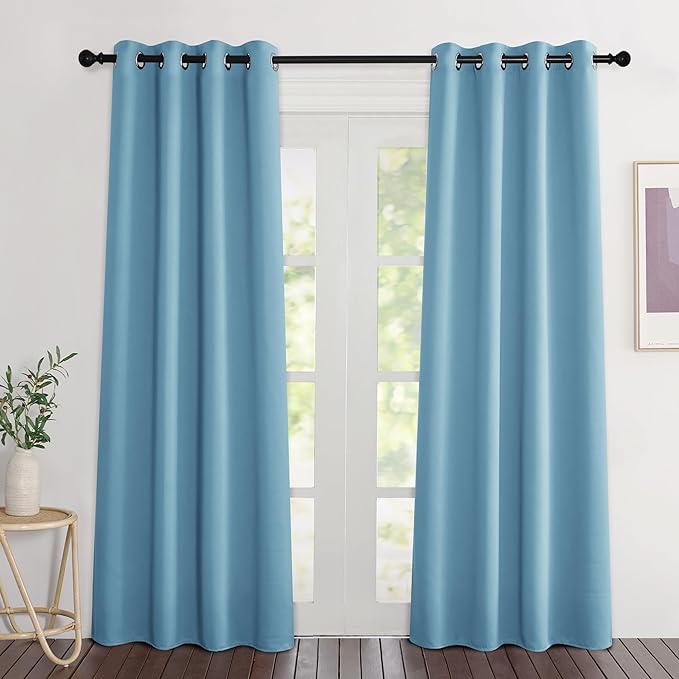 NICETOWN Teal Blue Blackout Curtains 84 inch Length 2 Panels, Grommet Thermal Insulated Window Treatments Light & Sound Reducing Drapes for Living Room/Bedroom, W46 x L84