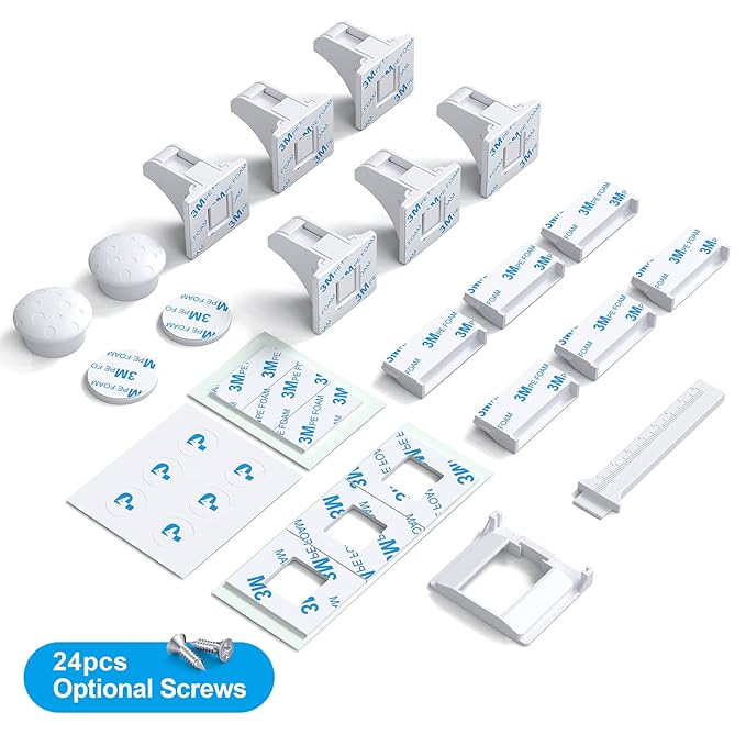 Upgraded Magnetic Cabinet Locks (6Locks and 2 Keys) Baby Proofing Cabinet Lock for Child Safety, No Drilling or Tools Needed