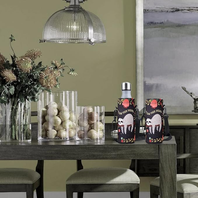 RICHEN Neoprene Water Bottle Carrier Bag with Adjustable Shoulder Strap,Insulated Water Bottle Cover for Stainless Steel/Glass/Plastic Bottles