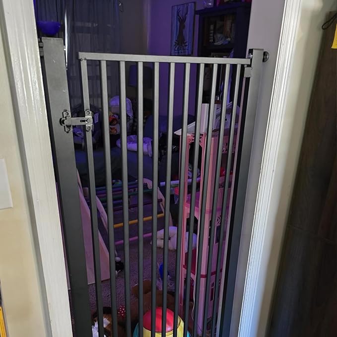 55.1 Inch Tall Baby Gate Auto Close Dog Gate Adjustable 29.92" - 43" Wide Pressure Mounted Walk Through Swing Pet Gate for Doorways (Black, 29.92" - 43")