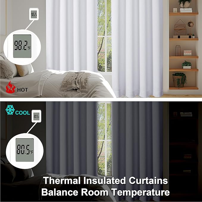 Simplebrand Ava Pure White Curtains for Bedroom 72 Inch Length 2 Panels Set, Light Filtering Window Treatment, Light Filtering Curtain Drapes, Soft Casual Rod Pocket Privacy Curtains, W40 x L72 Inch