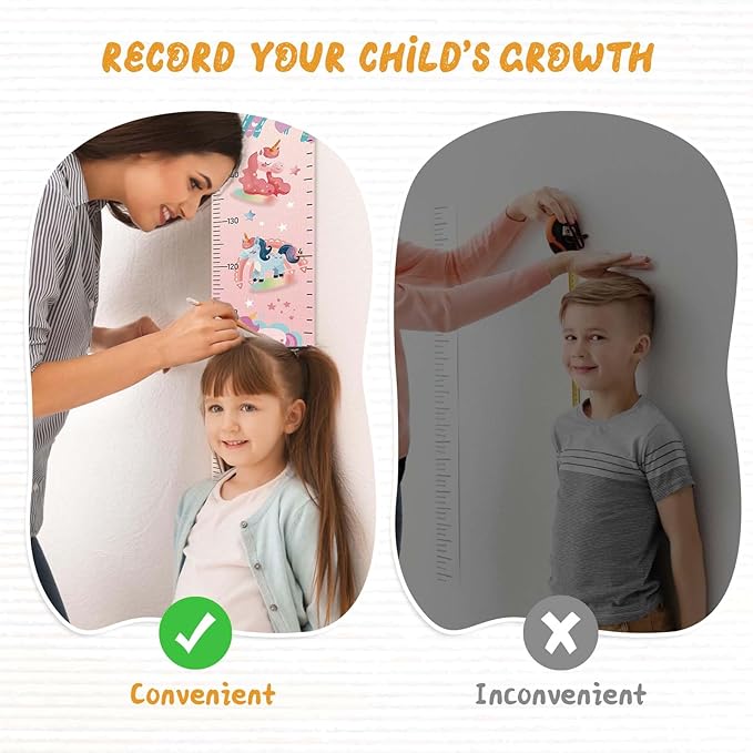 Personalize Name Growth Chart for Kids, Unicorn Kids Growth & Measuring Chart, Growth Chart for Wall, Height Measure Wall Chart Bedroom Nursery Wall Decoration,Playroom Essentials