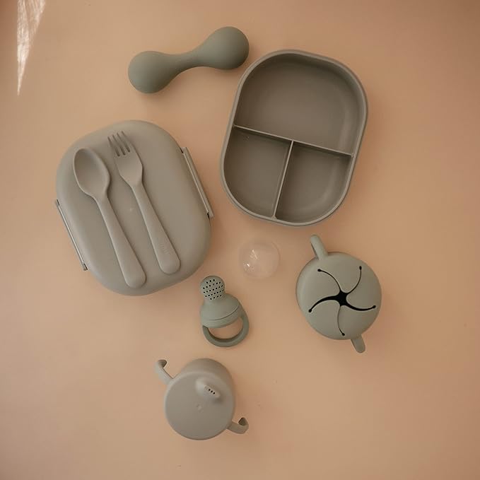 mushie Trainer Sippy Cup | Made in Denmark | Leak Resistant Twist-Off Lid & Handles | 6 Months + (Sage)