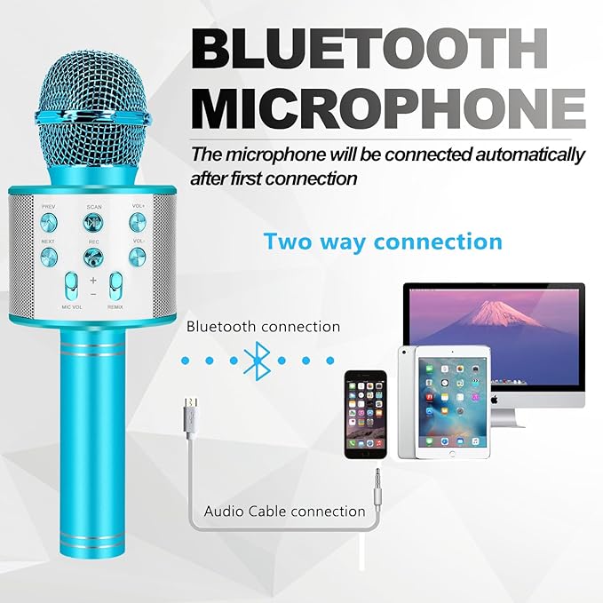 Bluetooth Karaoke Microphone Wireless: Portable Handheld Mic for Kids Adults Singing - Perfect for Christmas Birthday Holiday Party
