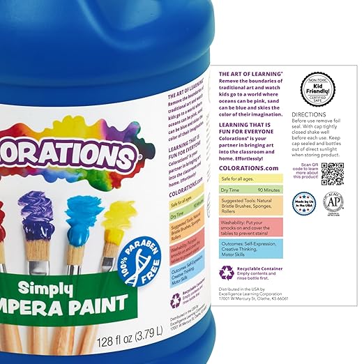 Colorations Paraben-Free Tempera Paint for Kids - 1 Gallon, Vibrant Brown. Non-Toxic and Made in the USA, Classroom Must Haves, Bulk Arts and Crafts Supplies