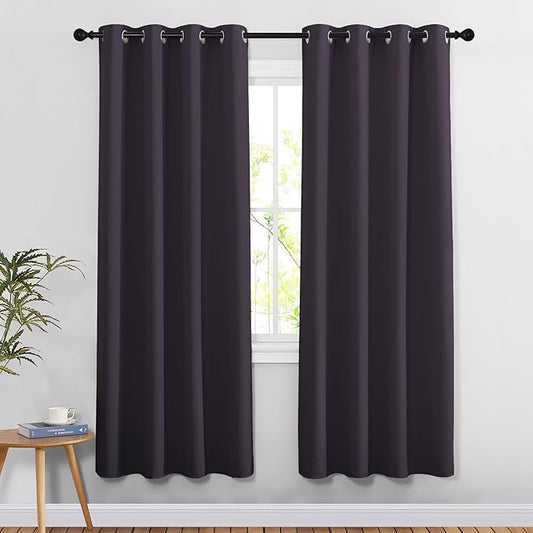 NICETOWN Greyish Purple Doorway Curtains 78 inches Long for Bedroom, Grommet Window Treatment Thermal Insulated Privacy Blackout Curtains & Drapes for Living Room, Set of 2, W52 x L78