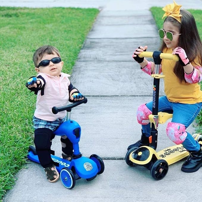 Soft-Style Kids Knee and Elbow Pads with Bike Gloves, Flexible Impact-Resistant Gear for Ages 2-11, Designed for Balance Bikes, Roller-Skating, and Skateboarding