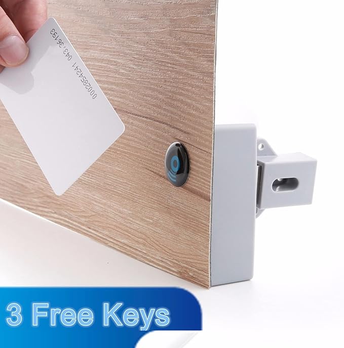 Battery IC Card Sensor Digital Cabinet Lock Drawer Lock File Cabinet Smart Lock DIY Keyless Cabinet Drawer Lock Without Perforate Hole for Drawers, Cabinet, Doors, Wardrobe