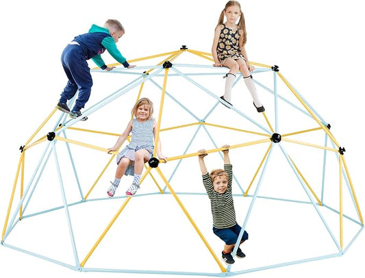 VEVOR Climbing Dome, 12FT Geometric Dome Climber Play Center for Kids 3 to 10 Years Old, Jungle Gym Supports 750LBS and Easy Assembly, with Climbing Grip, Outdoor Backyard Play Equipment for Kids