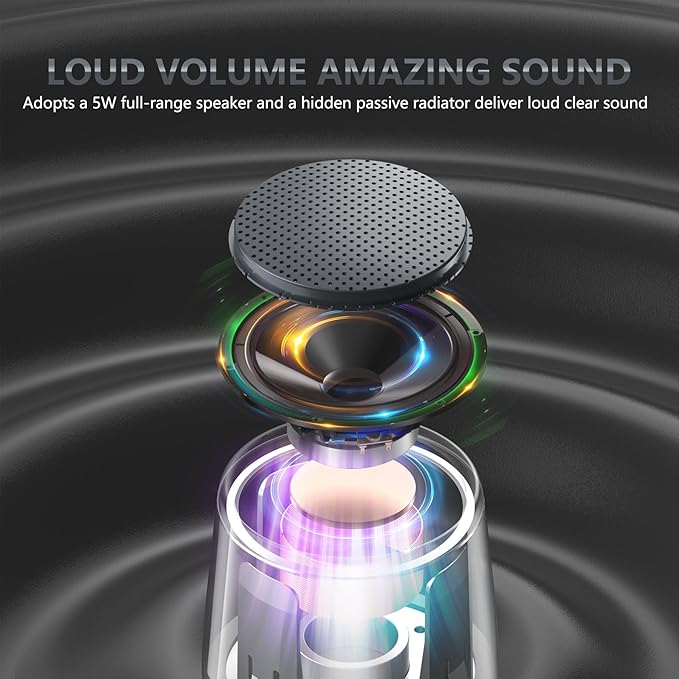 INSMY Small Bluetooth Speaker, Waterproof Mini Portable Wireless Speaker, Punchy Bass Rich Audio Stereo Pairing, Handheld Pocket Size Built in Mic for Hiking Biking Gift Laptop Tablet (Gray)