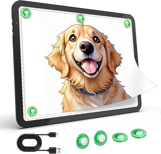 Zocelight Rechargeable A3 Light Box for tracing,Diamond Art Light Board with 4 Magnets,Wireless Light Pad for Diamond Painting,Ultra Bright Light Table for Drawing, Sketching,Animation(Black)