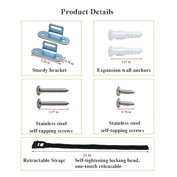 Furniture Anchors for Baby Proofing(2 Sets),Anti Tip Furniture Anchors,Furniture Wall Anchor,Adjustable Furniture Straps,Wall Anchors for Furniture Securing for Baby&Pet Safety