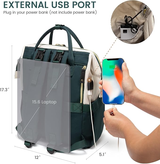 LOVEVOOK Diaper Bag Backpack, Baby Bag with Changing Station, Large Diaper Backpack for Moms Dads, Waterproof Leather Accents Baby Boy and Girl Bag for Travel Baby Essentials, Dark Green-Beige