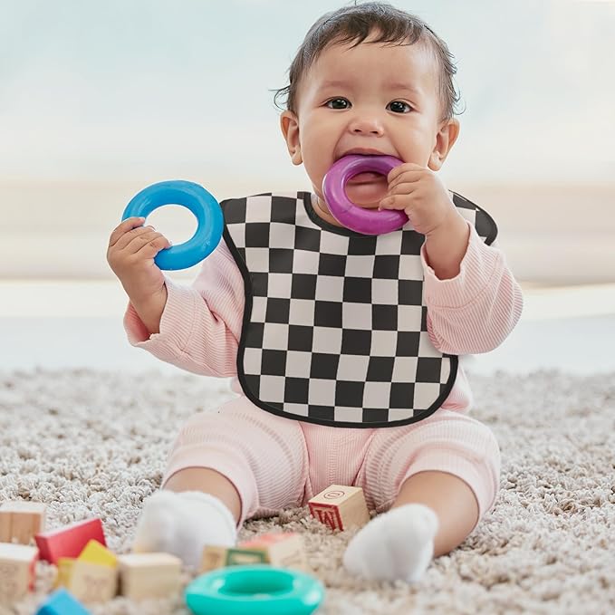 Mess Proof Baby Bib 3 Pack, Waterproof Led Weaning Baby Feeding Bibs with Food Catcher, Travel Feeding Bibs