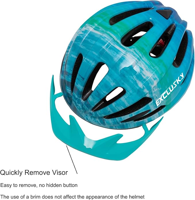 Exclusky Kids Bike Helmet with LED Light – Adjustable Multi-Sport Youth Helmet for Boys & Girls, Ages 5-12, Fits 50-57cm, Cycling Safety Gear