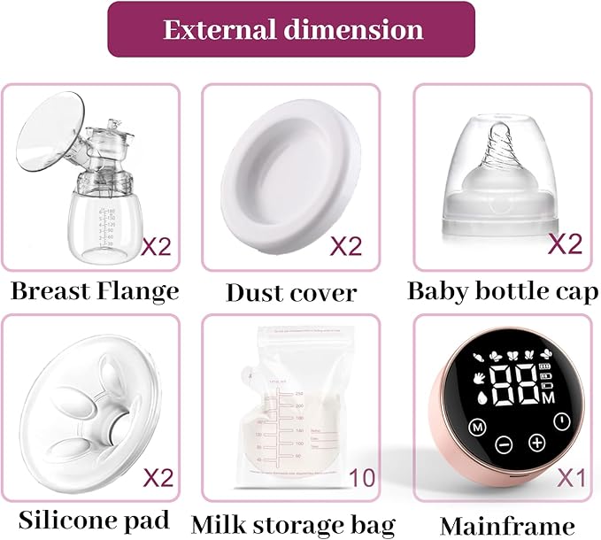 Electric Breast Pump, 3 Modes 9 Levels,Whisper-Quiet Electric Breast Pump, Anti-Backflow, Touchscreen LED，Portable for Home & Travel